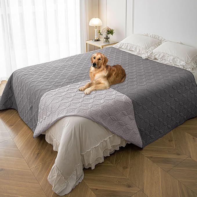 Waterproof Couch Cover for Dogs - Washable Pets Furniture Protector | TPU Leak-Proof Liner, Lightweight & Reversible, Fits Chair, Sofa, Bed, 82" x 82" , Lightgrey/Darkgrey by TuffeelHome