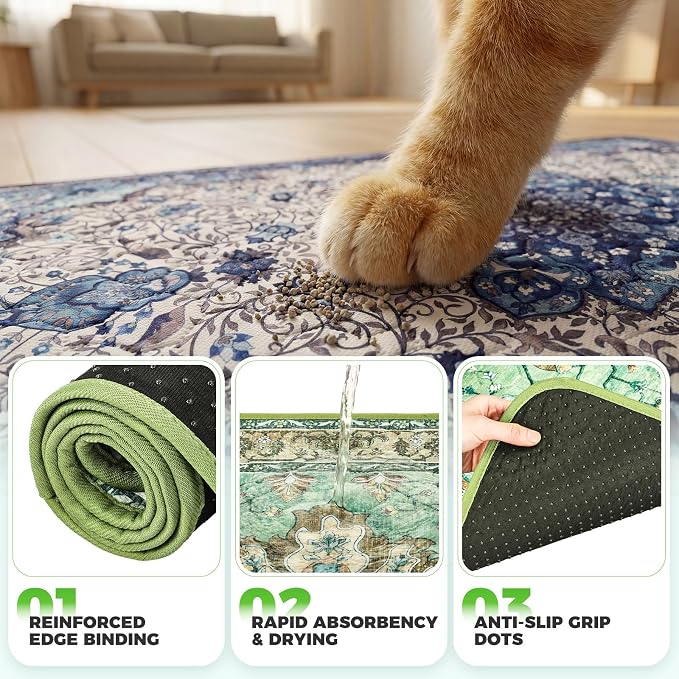 Hompet Cat Litter Mat 2 Pack, 20x60 Large Machine Washable Trapping Mats for Cats, Super Absorbent & Urine-Proof Cat Litter Box Mat for Floor, Waterproof & Non Slip Kitty Litter Rug - Image 5