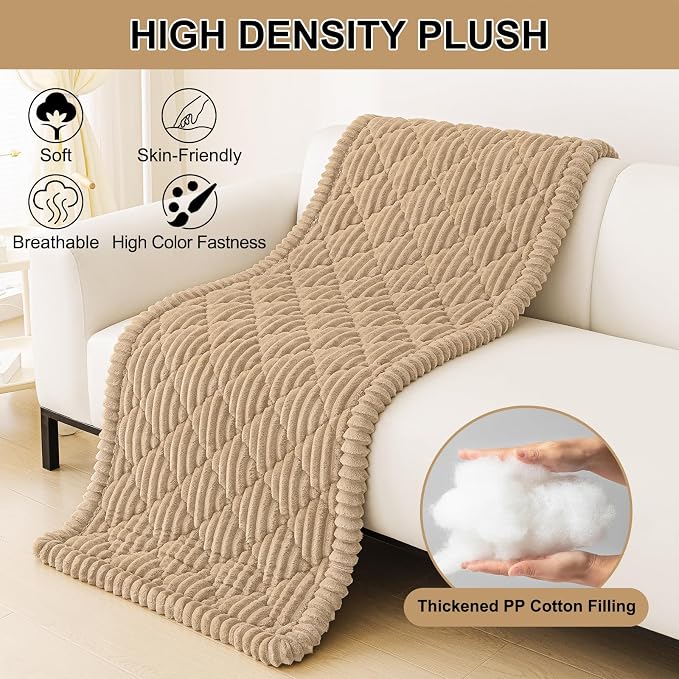 Smiry Couch Cover for Dogs Washable, Non Slip Fuzzy Pet Sofa Protector | Soft Thick Furniture Cover for Sofa, Loveseat and Sectional, Scratch & Pet Hair Resistant (Khaki, 35.4" x 88") - Image 9