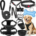 No Pull Dog Harness Adjustable Collar & Leash Set - Dog Halter Harnesses Collapsible Bowls & Poop Bag Dispenser Muzzle ID Tags Toys Fits Small Medium Large Dogs (Black-L) by Unknown