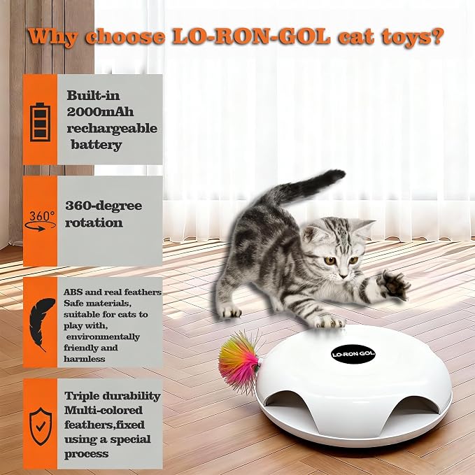 Interactive Whack-a-Mole Cat Toy — Automatic Mushroom Feather Pop-Up Play Toy for Cats, Cognitive Stimulation & Exercise, Durable Pet Entertaining Game (White) - Image 6