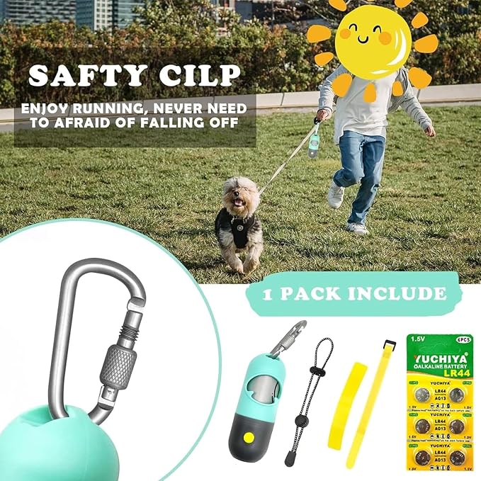Dog Poop Bags Holder with LED Flashlight|Pet Waste Bags Dispenser for Leash|Doggie Potty Bags Container with Leak-proof Pet Trash Bags and Accessories (1 Holder 15 Bags, Mint Green) - Image 4