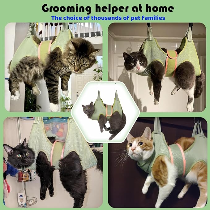 Cat Grooming Hammock for Nail Trimming, Cat Nail Clipper Hammock Harness | Helps Keep Cats Secure with Wrap-Style Restraint and Immobilizer Support for Easier Nail Trimming - Image 5