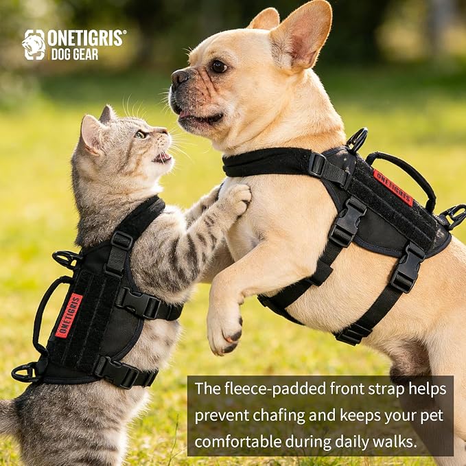 OneTigris Tactical Dog Harness XXS Puppy Vest with Vertical Handle | Tactical XXS puppy harness with vertical handle & fleece padding. Quick-release for easy on/off. Ideal for training & walks. - Image 2