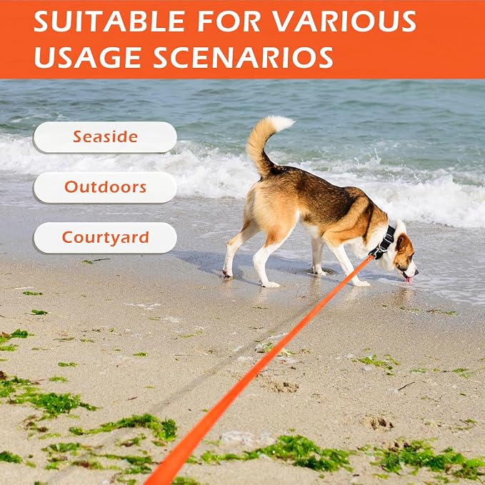 Wolfone Waterproof Dog Leash 10FT PVC Coated Training Lead for Dogs | Long Line Dog Leash Easy clean PVC coated leash with durable nylon core perfect for recall training walking and outdoor use - Image 6