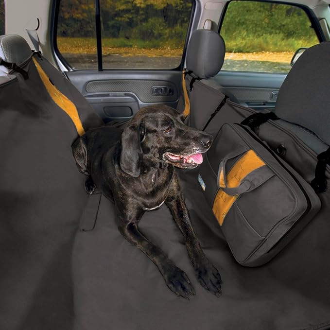 Kurgo Rover Hammock Seat Cover, Black, 55" Wide | Protects Seats from Muddy Paws & Pet Hair, Water & Stain Resistant, Secure Fit, Passenger-Friendly Opening, For Cars & SUVs by Kurgo