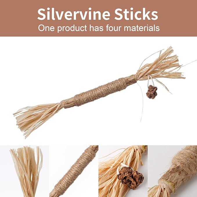 PAZ'S GIFT Catnip Toy Cat Toys Catnip Toy cat chew Toy cat Kicking silvervine Stick Teeth Cleaning Cute Kitten Teething Indoor Interactivecat Dental Care Matatabi (Raffia 2pcs) - Image 4