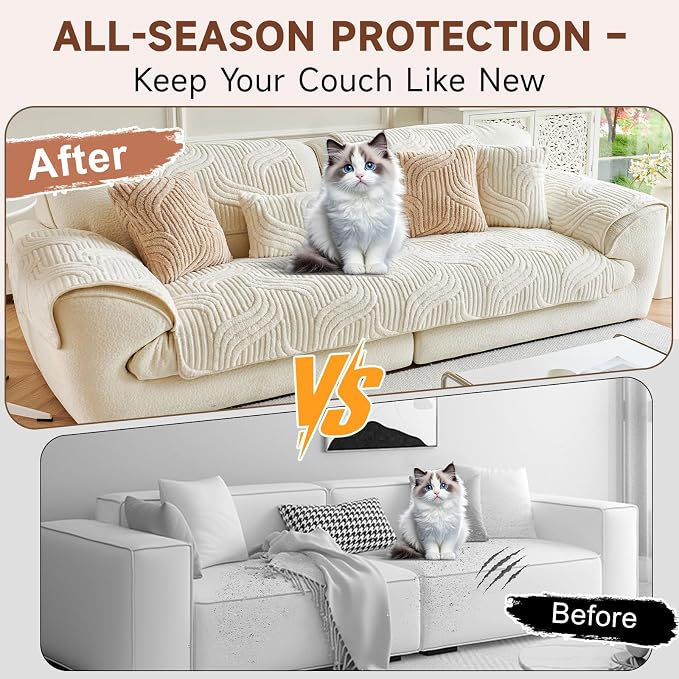 OTOB Couch Covers for Sofa Washable, Non Slip Dog Sofa Protector, 1 Piece | Matcha Green, 35.4"x82.7", Soft Plush, All Seasons, Pet Friendly, Breathable, Modern, Wear-Resistant, Sectional Couch Covers - Image 2