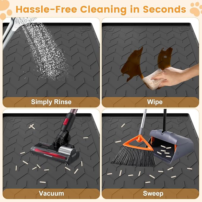 Cat Litter Mat, Extra Large 40"x28" Silicone Mat for Litter Box, Waterproof & Non-Slip Rubber Mat with Lip, Litter Trapping & Scatter Control, Soft on Cat Paws, Urine-Proof Floor Protector - Image 5