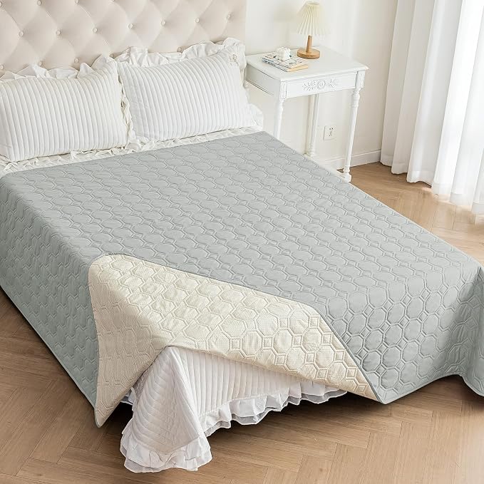 ZNSAYOTX Ultimate Cozy Blankets (82"x82") 100% Waterproof Bed Mat Blanket for Dog Pets, Couch Sofa Protector with Non-Slip Back Washable Durable, Pee Scratch Proof Easy to Clean (Light Grey) - Image 2