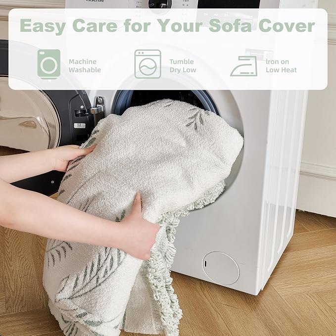 Couch Cover for Dogs Washable Sofa Cover, Sectional Couch Covers, Sofa Covers for 2 Cushion Couch, Non Slip Stripe Sofa Slipcovers Furniture Protector (Eucalyptus Green 91x71) - Image 8