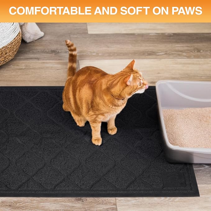 Neater Pets Neater Mat Cat Litter Mat, Thick & Durable Cat Mat for Litter Box, Trapper Pad Catches Mess to Protect Indoor Floors, Soft on Kitty Paws, Anti-Skid Grip Backing, Easy to Clean, Black - Image 6