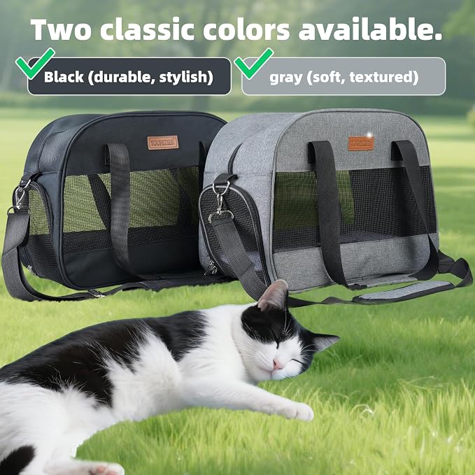 Cat Carrier for Small Cats Dogs, Soft-Sided Pet Carrier for Cats Puppies Small Pets, Lightweight Comfortable Travel Cat Dog Carrier (Grey) - Image 4