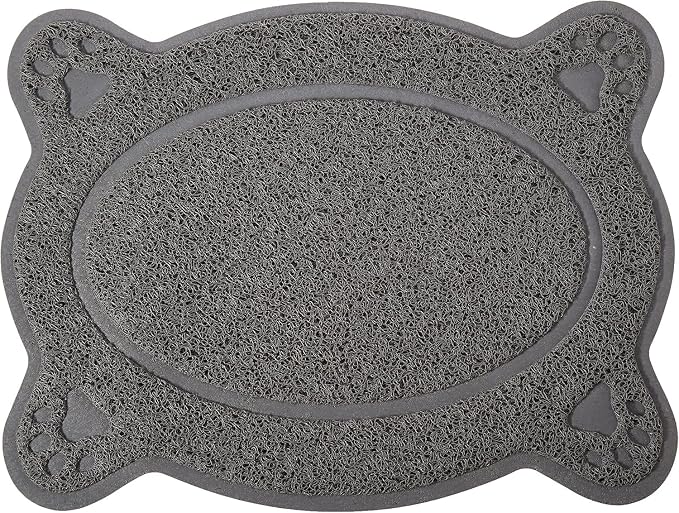 Bulk Buys Cat Litter Box Mat, Soft PVC Coil Mesh Litter Trapping Mat, Helps Control Scatter and Mess, Non-Slip Backing, Easy to Shake, Vacuum or Rinse Clean, 23 x 17 Inch, Gray Paw Design by Bulkbuys