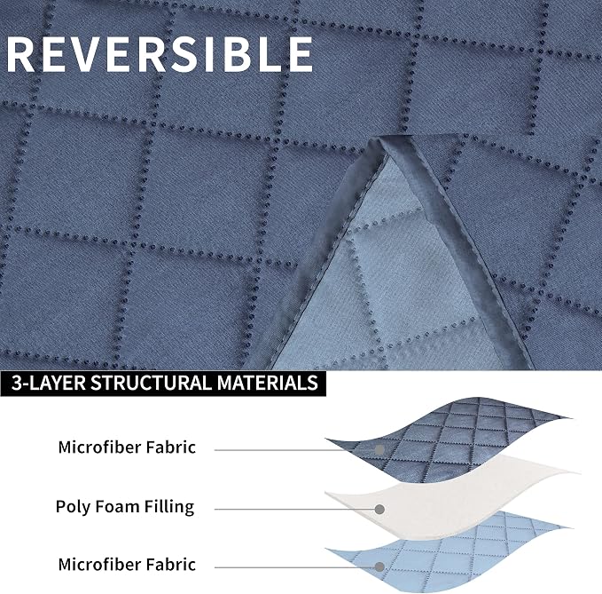 Easy-Going Reversible Couch Cover for 3 Seat Recliner, Dark Blue/Light Blue | Washable Sofa Slipcover For Dogs, Sofa Cover For Recliner, Furniture Protector Mat, Pet Friendly - Image 5
