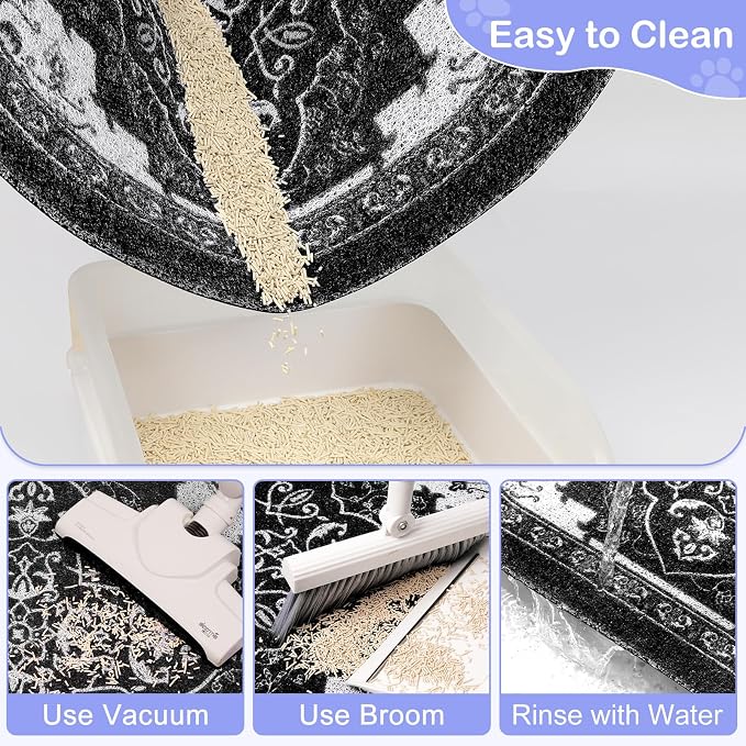 Bienbee Cat Litter Mat, 40" x 30" Dense Trapping Mesh for Litter Boxes | Litter Box Mat with PVC Mesh, Waterproof &Urineproof, Non-Slip Grip, Soft On Kitty Paws and Easy to Clean to Protect Floor - Image 4