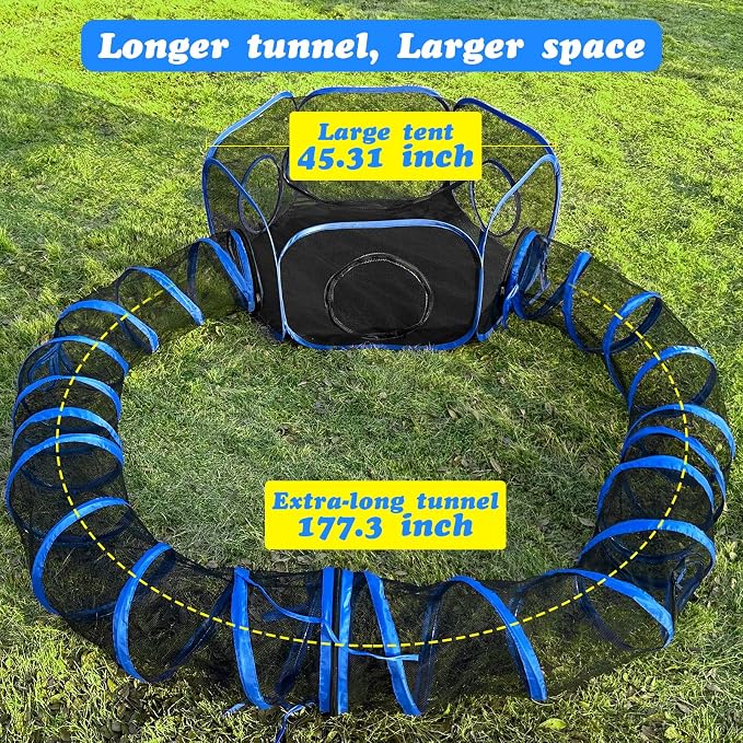 Outdoor Cat Enclosures Playground with 2 Circle Playpen Tunnels Catio, Outside House Include Portable Tent for Cats, Kitty and Small Animals - Indoor Outdoor Fence with Top Cover - Image 5