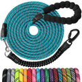 Long Dog Leash 15 FT: Heavy Duty Rope Leashes for Dogs Training with Swivel Lockable Hook Reflective Threads Bungee and Padded Handle - Dog Lead for Large Small Medium Dogs Outside Walking Hiking Blue by jenico
