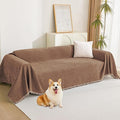 MYSKY HOME Couch Covers for 2 Cushion Couch Sectional Sofa, L Shape Sofa Protector Camel Chenille Couch Cover, Sofa Covers Washable Blanket with Tassel Pet Couch Cushion Cover, 71"X102" by MYSKYHOME