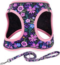 Mihqy Step in Dog Harness and Leash Set, Breathable Mesh, Pink Floral,L | Reflective, Adjustable No Pull Harnesses for Small Medium Dogs, Lightweight Vest Harnesses, Fashion Floral Design by Mihqy