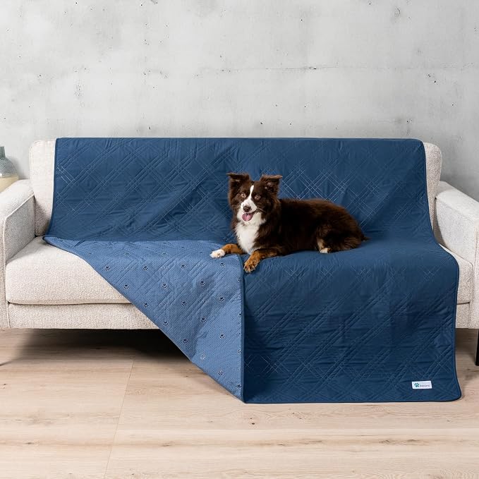 PetAmi Waterproof Couch Cover for Dog Non-Slip Bed Sofa Blanket, 52x82 Blue | Leakproof Furniture Protector for Pet Cat, Machine Washable Pee Proof Mat for Chair Car Seat, Durable & Anti Slip Backing by PetAmi