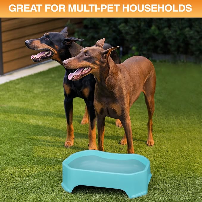 Neater Pet Brands Extra Large Water Bowl for Dogs, Outdoor Dog Water Bowl (1.25 Gallon XL Capacity), Big Trough Style Food Dish for Indoors or Outside, No Spill Large Dog Bowls, Aquamarine - Image 4