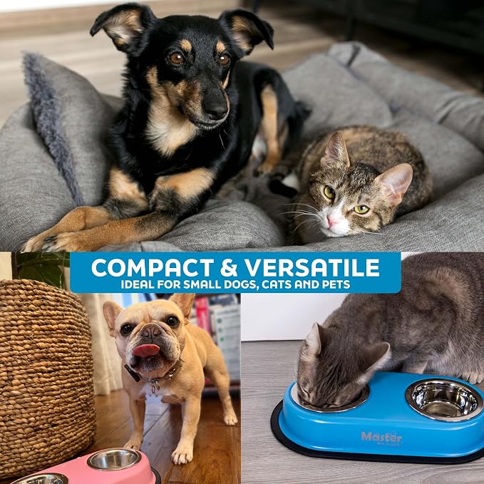 Master Pet Supply Double Dog Bowls Set with Elevated Base Camo Patrol | 2 - (8 oz) Stainless Steel Removable Dishes Double Cat Food Water Bowl, Dog Puppy Food Bowl Set, Rust Resistant, Raised Dish - Image 7