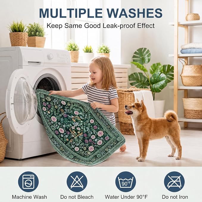 Washable Pee Pads for Dogs,Great Urine Absorbent Reusable Puppy Training Pads,Waterproof,Leak-Proof & Non-Slip Potty Pads for Whelping,Crate,Playpen,Bed.(Midnight Garden Floral,31"x36") - Image 5