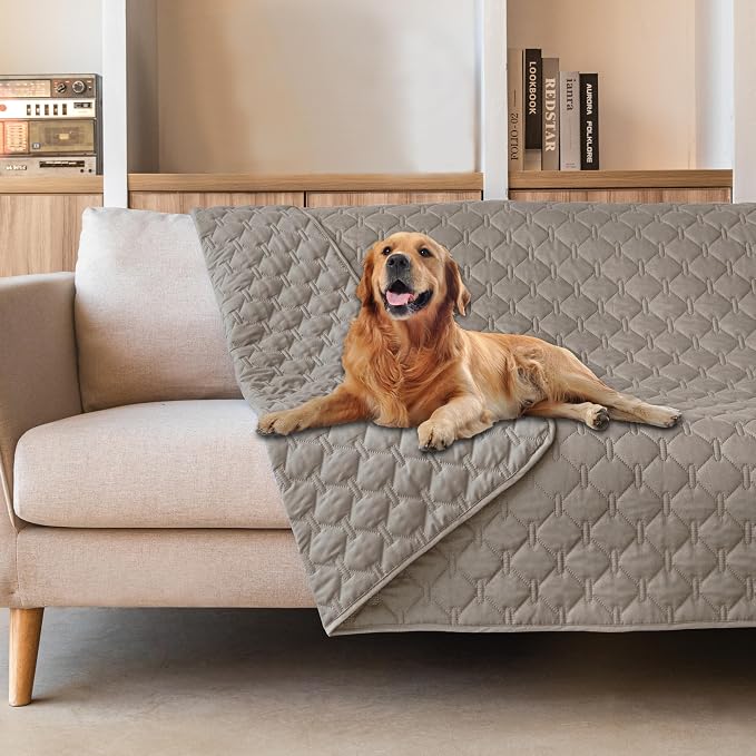 gogobunny 3X Stronger Waterproof Pet Blanket, Scratch Proof Furniture Protector for Dogs Cats, Reversible Cover 68x82 Inch, Dark Stone by gogobunny
