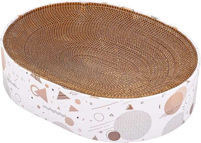 SMARTBEAN Oval Sturdy Cat Scratching Cardboard Pad Breathable Cat Scratch Pad, Cat Scratching Cardboard for Indoor Cats, Furniture Protecter by SMARTBEAN
