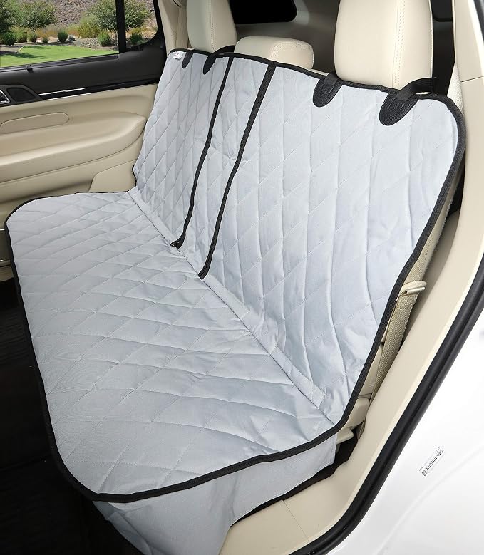 4Knines Dog Rear Seat Cover for Fold Down Seats - Fitted, Grey XL | Heavy-duty split design fits 60/40 and 50/50 fold-down seats. No Hammock. K9-Shield waterproof layer. Non-slip backing. - Image 3
