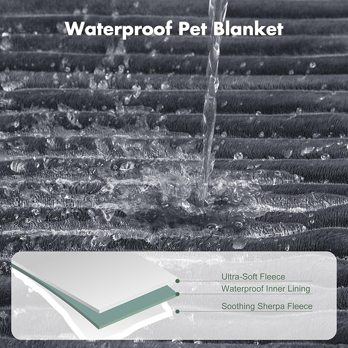 Waterproof Dog Blanket for Large Dogs - Washable Pet Throw Blanket for Couch Bed Protector, Cozy Fleece Calming Dog Blankets for Indoors & Outdoors, Dark Grey, 50"x60" - Image 3