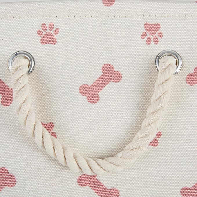 Bone Dry Pet Storage Collection Paw and Bone Print, Medium Round, 12x15x15, Rose - Image 4