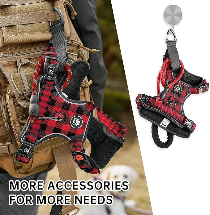 NESTROAD No Pull Dog Harness with Leash, Reflective No Choke Pet Vest Harness,Adjustable Soft Padded Dog Harness with Easy Control Handle for Large Dogs(Checkered Red,Large) - Image 6
