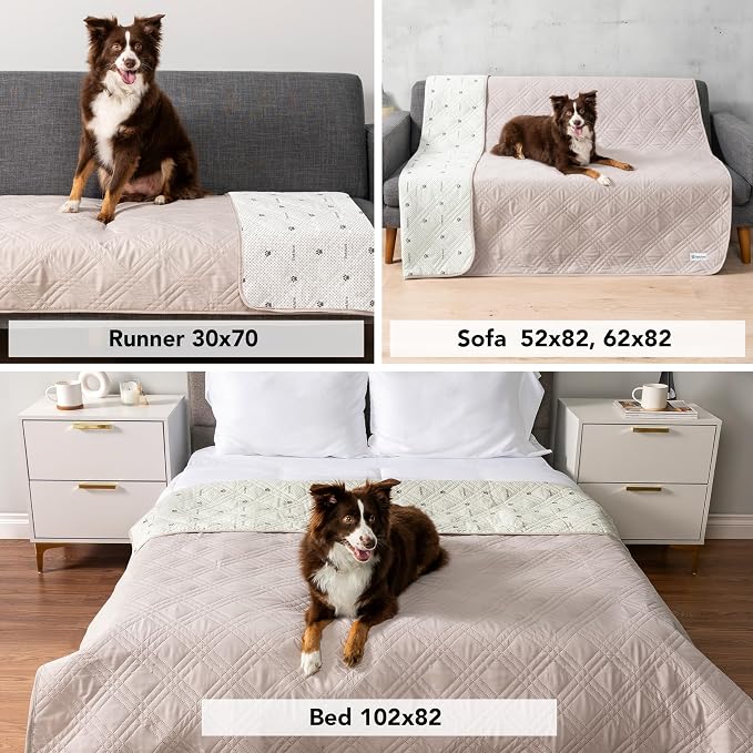 PetAmi Waterproof Couch Cover for Dog Nonslip Bed Sofa Blanket 102x82 Beige - Image 4