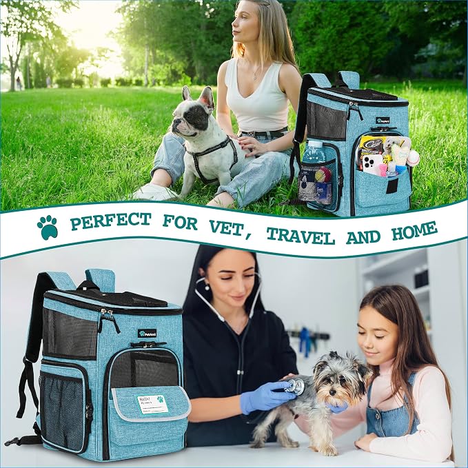 PetAmi Dog Backpack Carrier, Airline Approved 4-Way Entry Cat Backpack Carrier, Ventilated Mesh, Collapsible Pet Carrier for Small Puppy, Kitten, Hiking, Travel Car, Vet, up to 18 lbs, Turquoise - Image 7