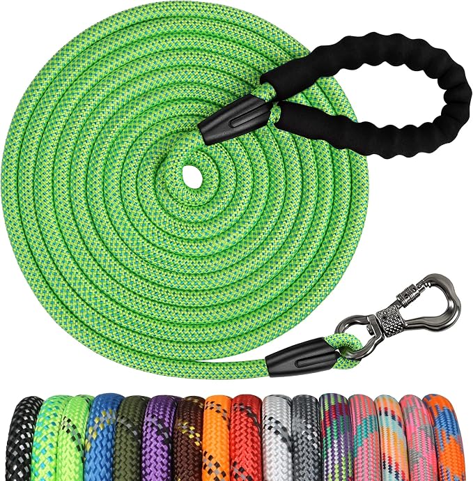 NTR Heavy Duty Dog Leash, 15FT Training Leash with Swivel Lockable Hook and Comfortable Padded Handle, Dog Lead for Walking, Hunting, Camping, Backyard for Small Medium and Large Dogs by NTR