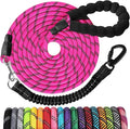 Long Dog Leash 30 FT: Heavy Duty Rope Leashes for Dogs Training with Swivel Lockable Hook Reflective Threads Bungee and Padded Handle - Dog Lead for Large Small Medium Dogs Outside Walking Hiking Pink by jenico
