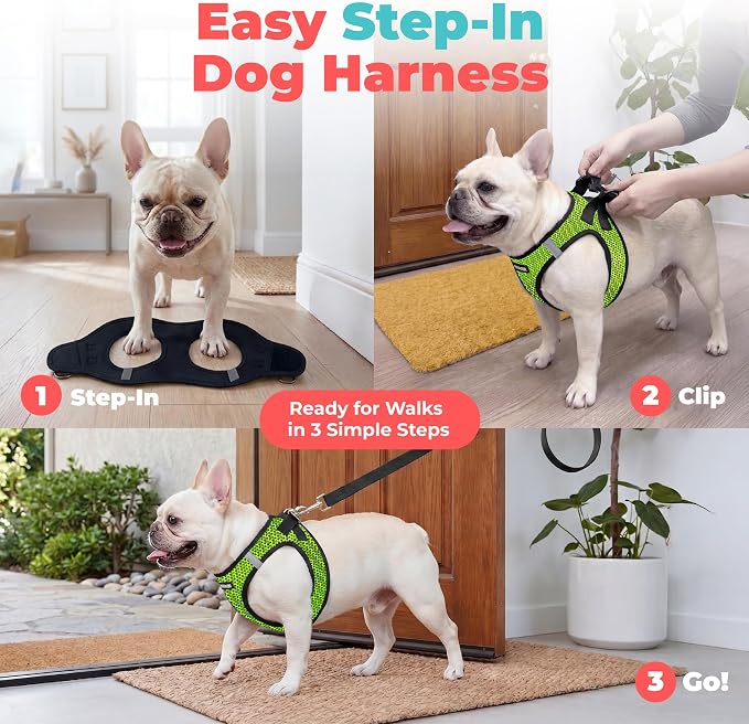 Voyager Step-in Air Dog Vest Harness - Lime Green 2-Tone, Large | 18- 20.5" in Chest, Reflective Bands, All Weather Breathable Air Mesh, Cats Compatible, Lightweight, Fast Drying - Image 3
