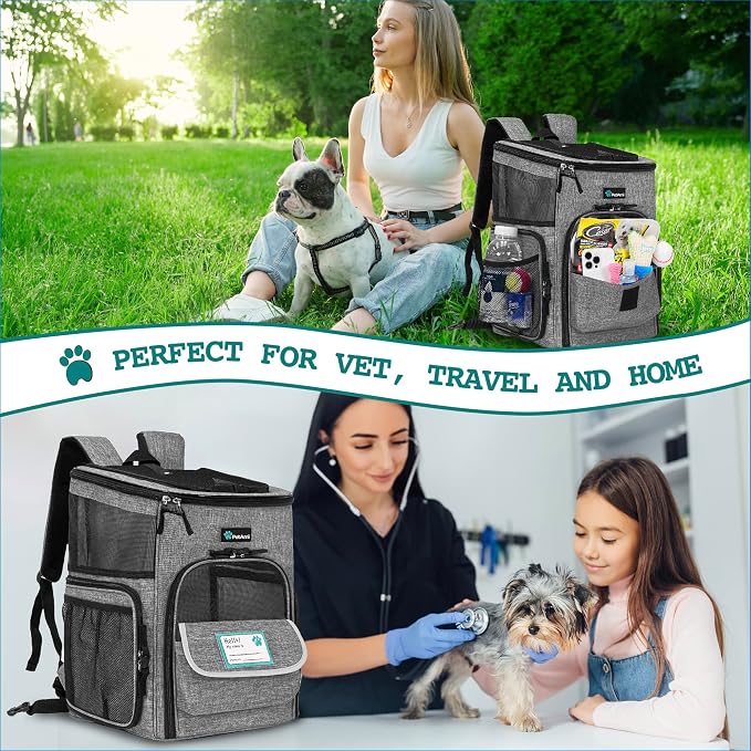 PetAmi Dog Backpack Carrier, Airline Approved 4-Way Entry Cat Backpack Carrier, Ventilated Mesh, Collapsible Pet Carrier for Small Puppy, Kitten, Hiking, Travel Car, Vet, up to 18 lbs, Heather Gray - Image 7