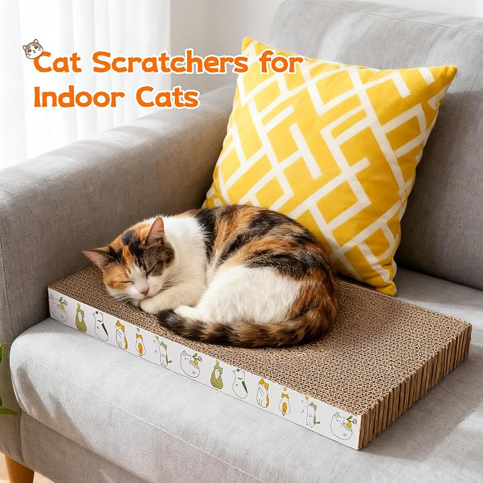 PatiencET 2 Pack Cardboard Cat Scratcher Pad with Catnips | Flat Double-Sided Cat Scratching Board for Small Medium Cats Kittens - Image 7