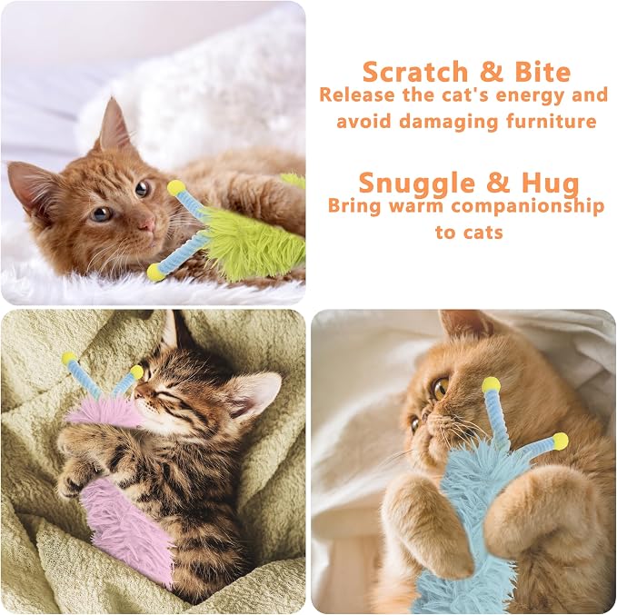 3 Pack Catnip Toys,Soft Cat Pillows Toys with Antennae, Funny cat Toy | Cat toys for indoor cats, Indoor Interactive toy, cat kicker toy, Companion Toys for Cats (Antenna Green Set) - Image 5