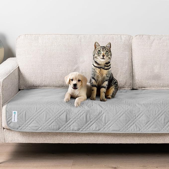 PetAmi Waterproof Couch Cover for Dog Bed Sofa Blanket, 30x70 Light Gray | Leakproof Furniture Protector for Pet Cat, Machine Washable Pee Proof Mat for Chair Car Seat, Durable & Anti Slip Backing - Image 7