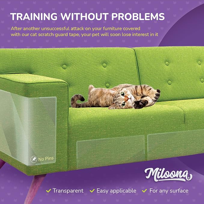 Anti Cat Scratch Furniture Protector 4 Sheets- Couch Covers for Cats- Cat Scratch Deterrent for Furniture- Couch Scratch Protector from Cats- Anti Scratch Furniture Protector - Image 2