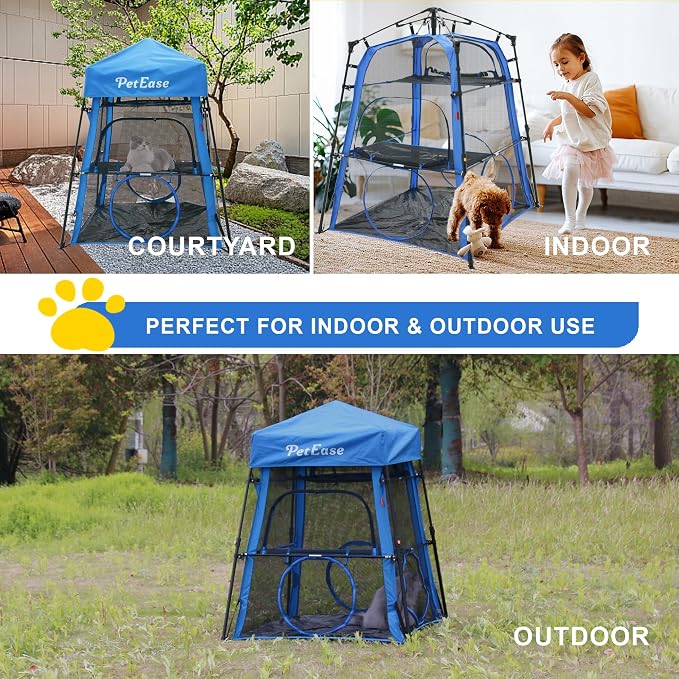 Cat Tower Tent,Outdoor Patio Cat Enclosures with Breathable Mesh,Indoor Playpen Portable Exercise Tent - Image 8