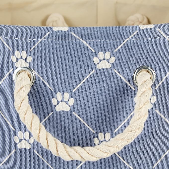 Bone Dry Pet Storage Paw and Bone, Trellis Collection, Medium Rectangle, 16x10x12, Stonewash Blue - Image 3