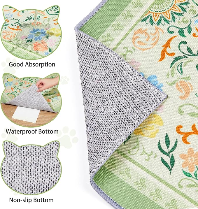 2 Pack Washable Cat Litter Mat 48"x36" Waterproof Trapping Pad | Kitty Litter Box Mat Featuring A Non-Slip Base And Decorative Design To Trap Scatter For Home Floor Protection - Image 4