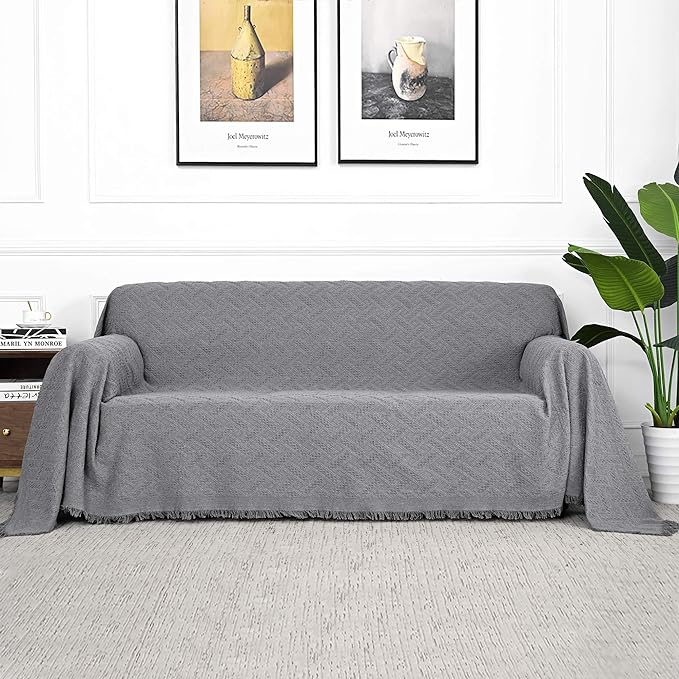MYSKY HOME Couch Cover Sofa Covers for 3 Cushion Couch Sofa Protector Sectional Sofa Couch Cover for Pets Sofa Throws Living Room Geometrical Sofa Slipcovers for Dogs (XX-Large, 91" x 134", Grey) by MYSKYHOME