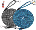2 Pack Long Dog Leash for Training - 15FT/30FT/50FT, Reflective Rope Check Cord for Large, Medium & Small Dogs - Tie-Out Cable Lead for Hunting, Camping or Backyard by Lanwandeng