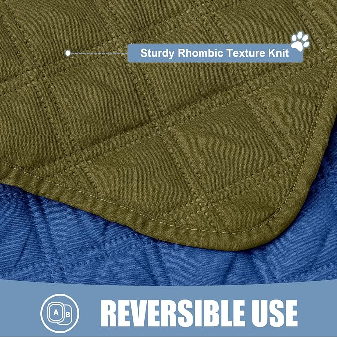Smiry Waterproof Reversible Dog Bed Cover Pet Blanket | Pet Friendly, Soft Fabric, Washable Dog Blanket for Furniture Bed Couch Sofa, Checkered (82"x120", Green/Navy) - Image 4